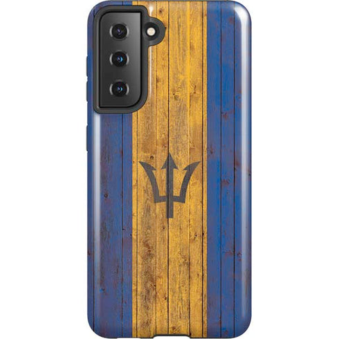 Barbados Flag Dark Wood Galaxy S21 5G Pro Case